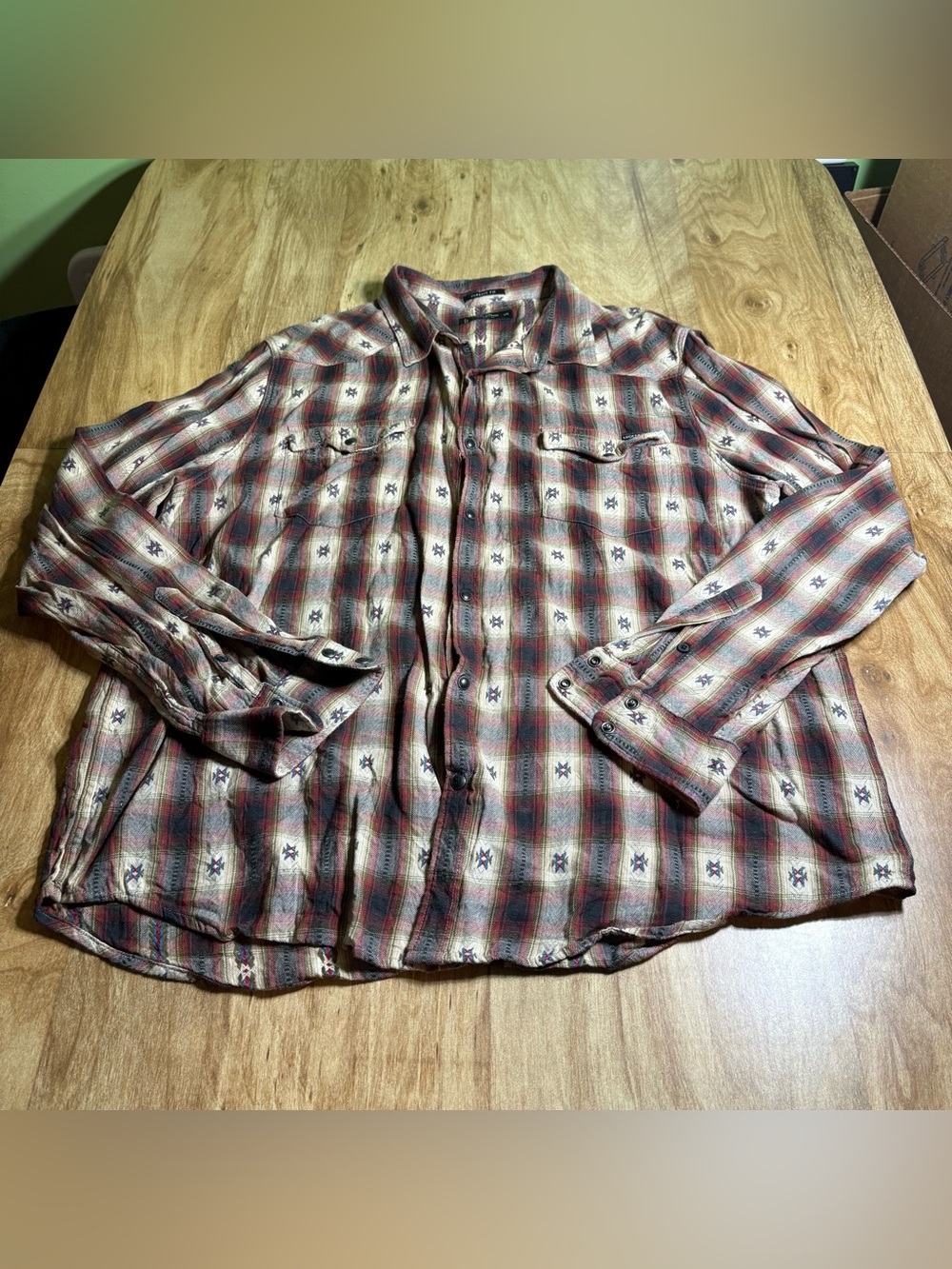 Lucky Brand Southwest Aztec Cowboy Full Snap Up Shirt Mens Size XXL 2XL